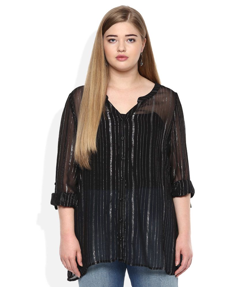 Buy Qurvii Black Striped Sheer Shirt Online at Best Prices in India - Snapdeal