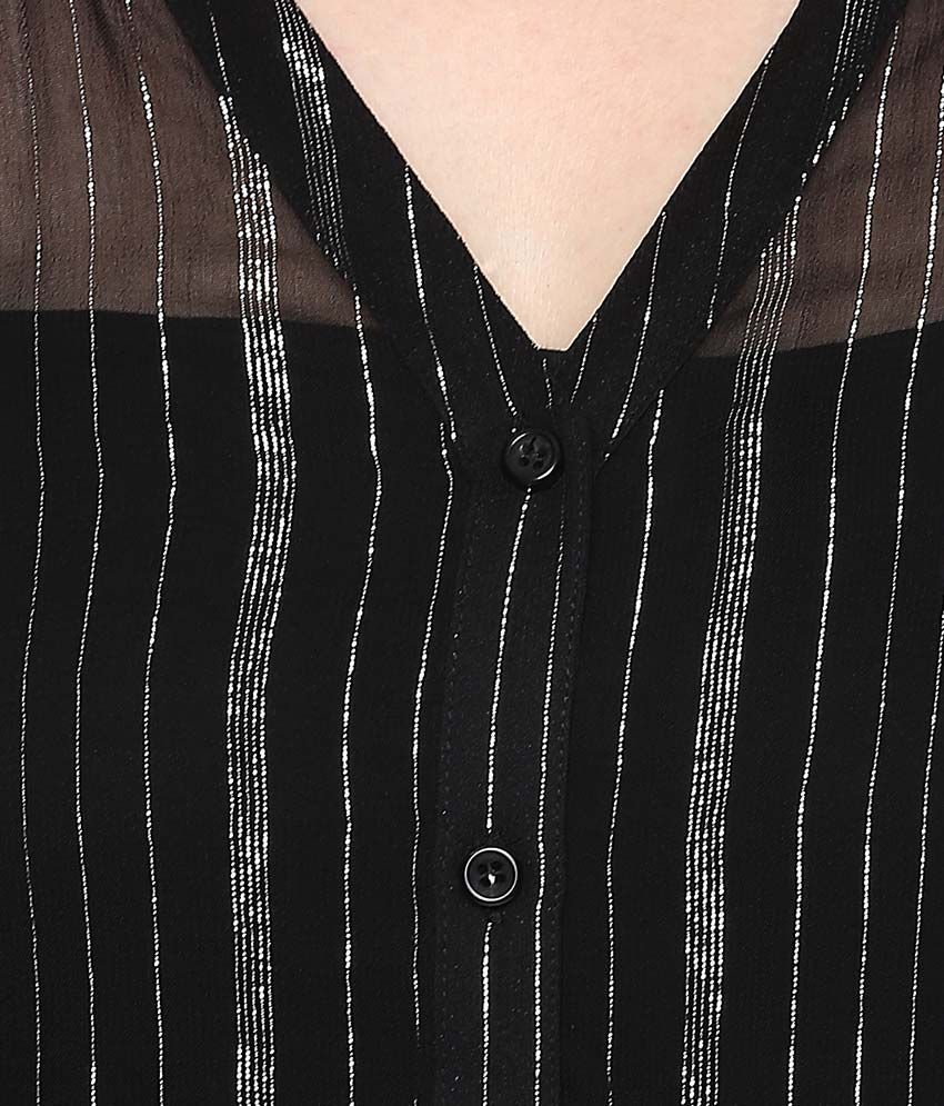 Buy Qurvii Black Striped Sheer Shirt Online at Best Prices in India - Snapdeal