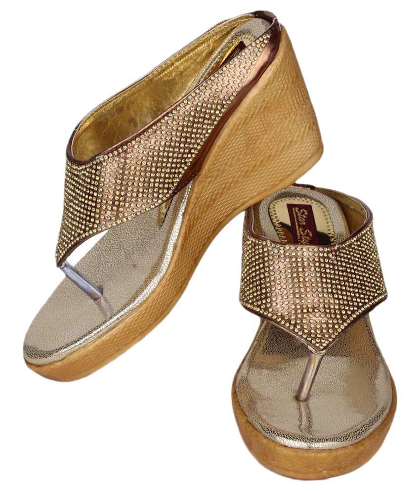 Star Style Gold Wedges Heels Price in India- Buy Star Style Gold Wedges Heels Online at Snapdeal