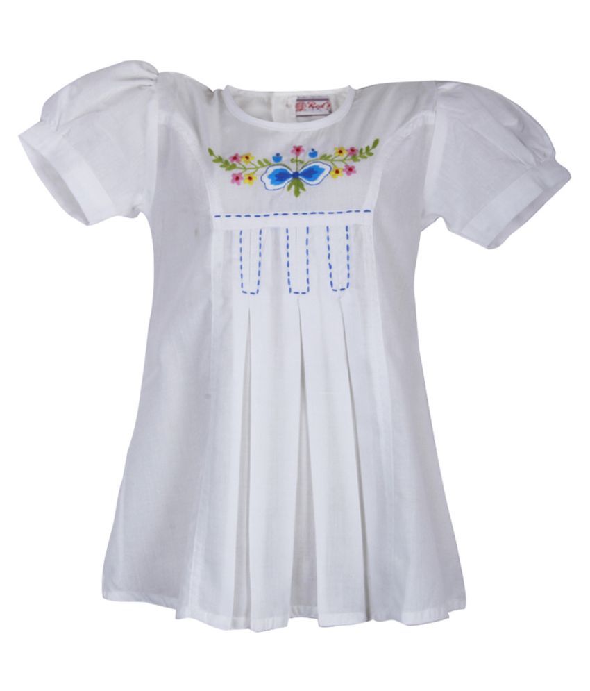 white frock with red flowers