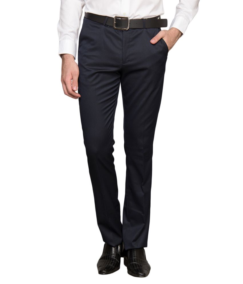 BLACKBERRYS Navy Blue Slim Fit Formal Trousers - Buy BLACKBERRYS Navy ...