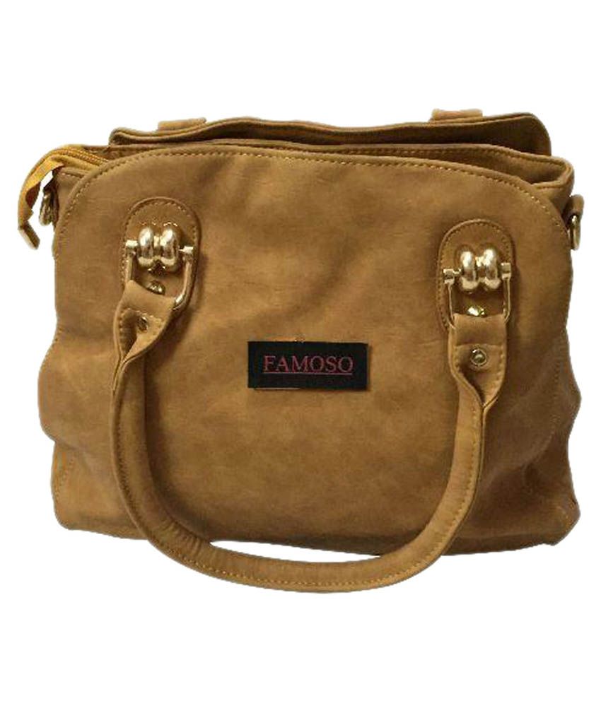 Famoso Khaki Faux Leather Shoulder Bag Buy Famoso Khaki Faux Leather