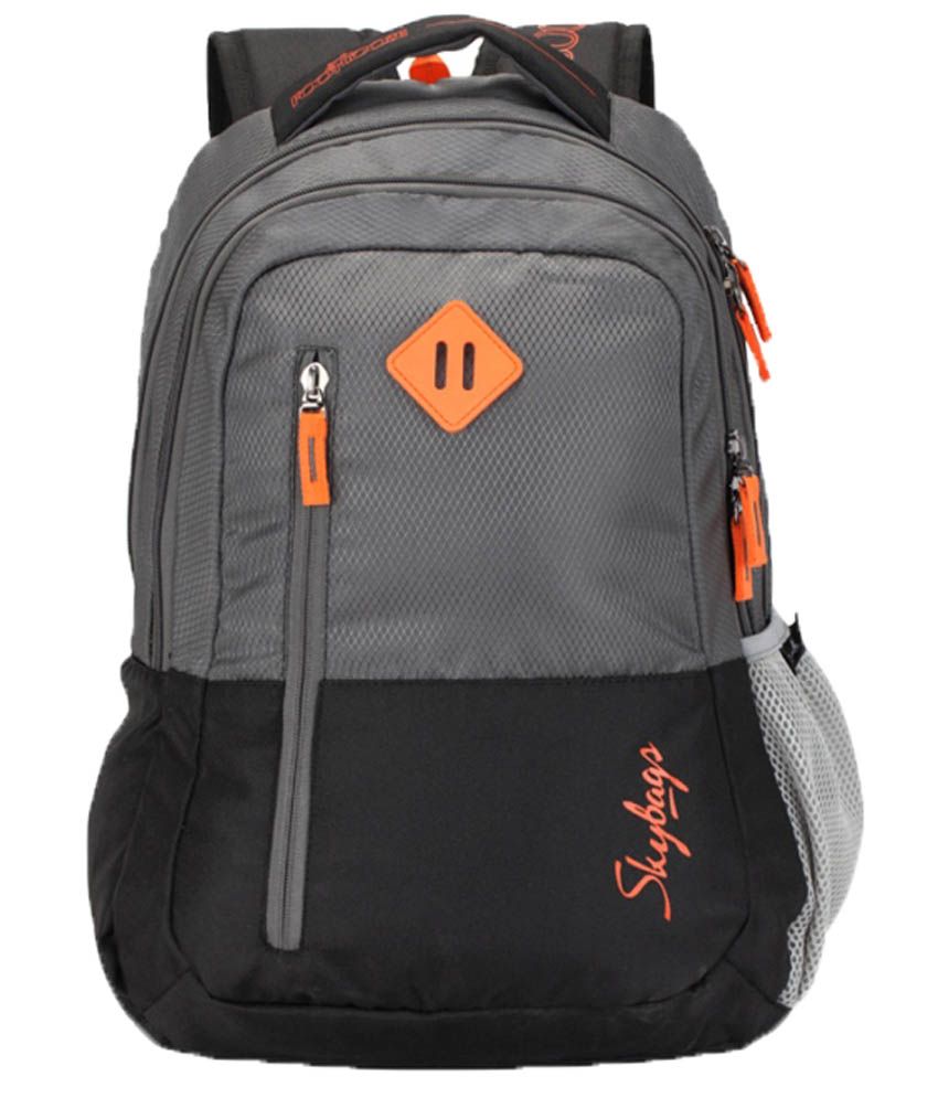 skybags footloose leo 03 grey & black color block backpack