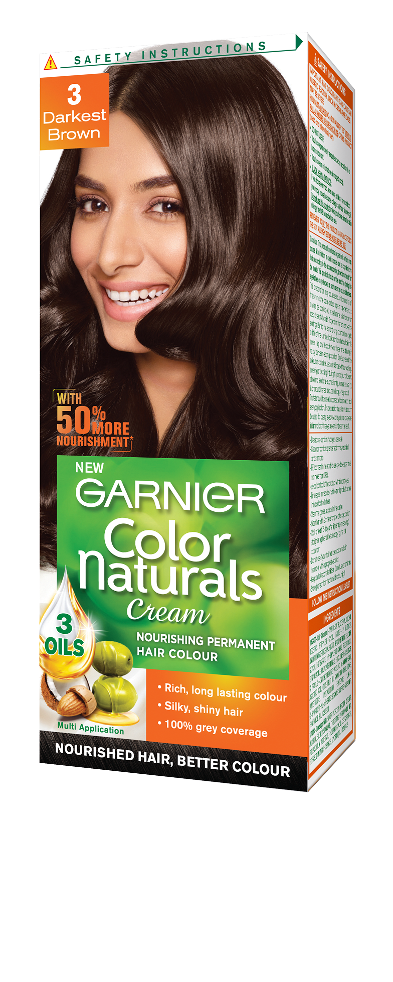 Garnier Color Naturals Shade 3 Darkest Brown Hair Color ...