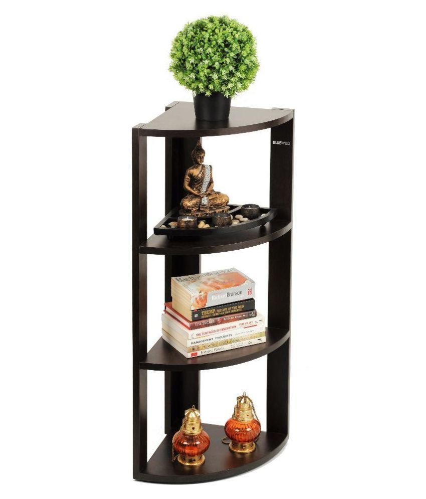 Bluewud Alba Floor Standing Corner Rack Wall Display Floating Bluewud Alba Floor Standing Corner Rack Wall Display Floating Shelf Book Storage Decoration Wenge 4 Shelves