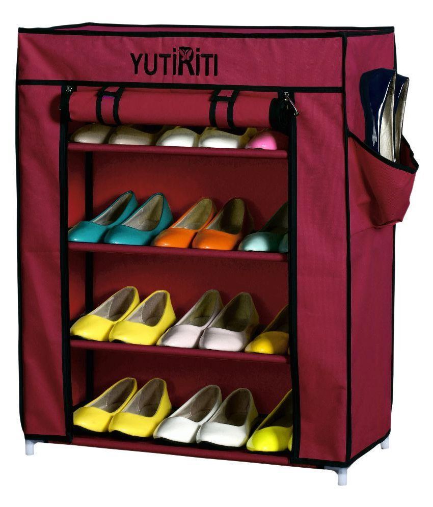 Yutiriti Fancy 4 Layer Maroon Portable Multipurpose Waterproof Fabric Shoe Rack Cabinate 23 X 11 X 29 Inch Buy Yutiriti Fancy 4 Layer Maroon Portable Multipurpose Waterproof Fabric Shoe Rack