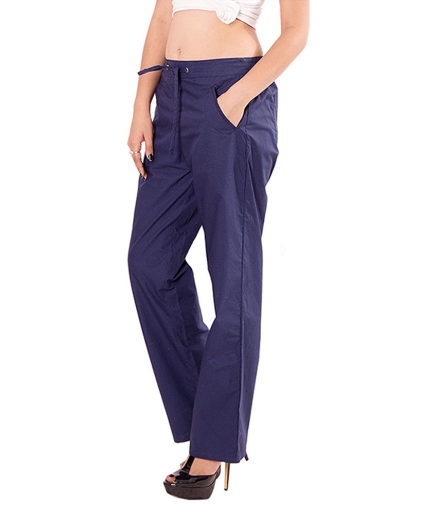 Buy Goodwill Navy Cotton Casual Pants Online at Best Prices in India