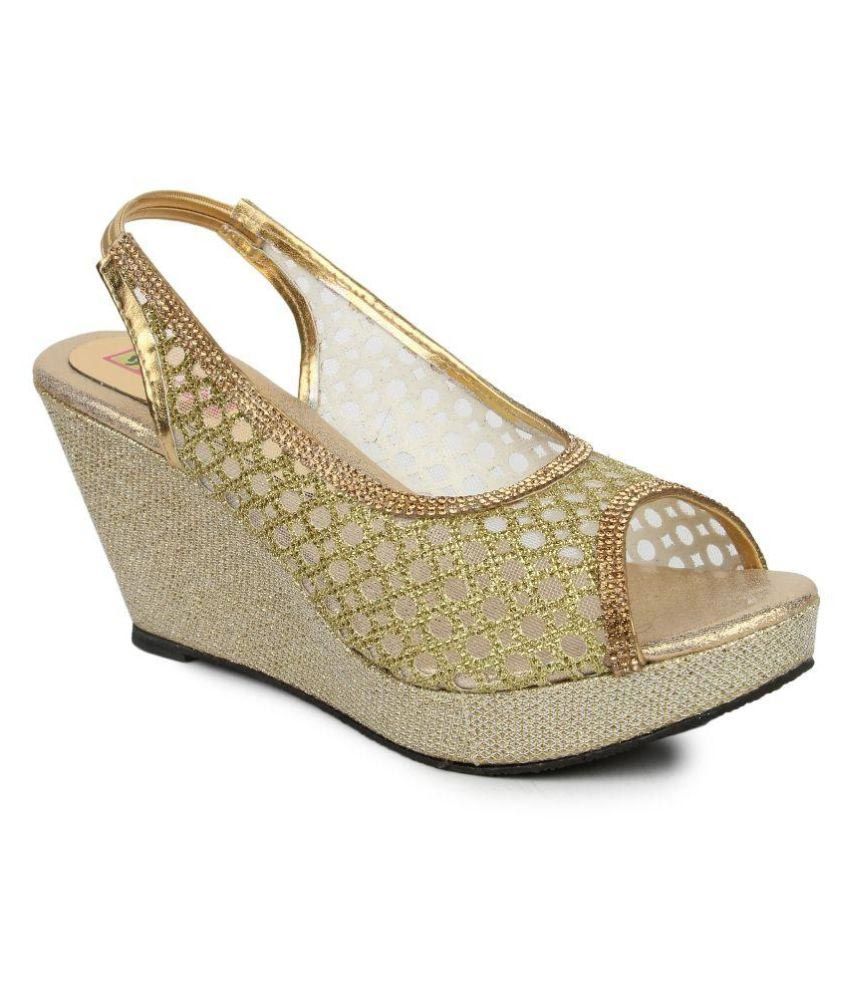 JMD Gold Wedges Heels Price in India- Buy JMD Gold Wedges Heels Online at Snapdeal