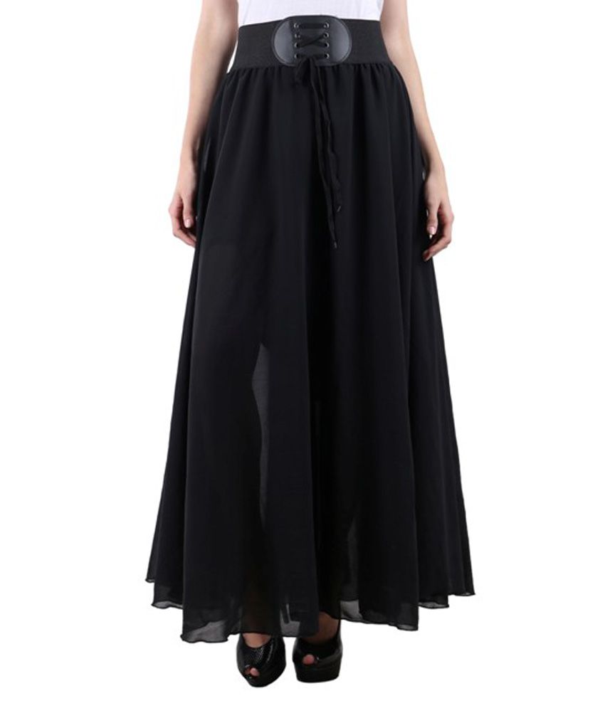 Buy Raabta Fashion Black Georgette A-Line Skirt Online at Best ...
