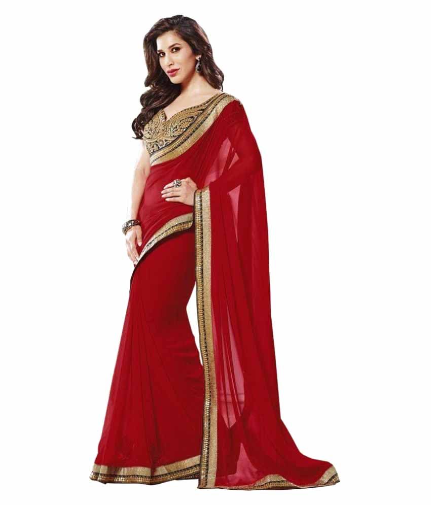 red chiffon sarees online