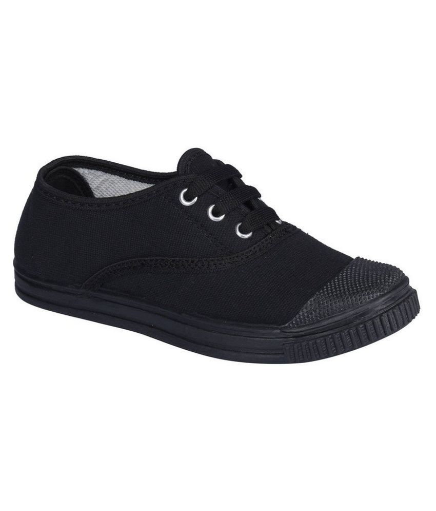Buy Skovin Black Canvas School Shoes 