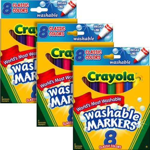 Crayola Washable Markers, Broad Tip, Bold Assorted Colors, 24/Pack