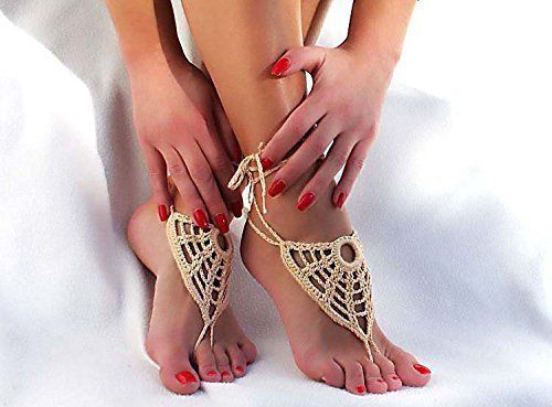 Crochet Barefoot Sandals Beach Pool Nude Shoes Foot Jewelry Footless