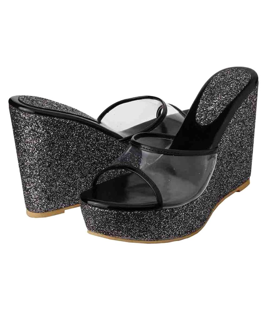 short black wedge heels