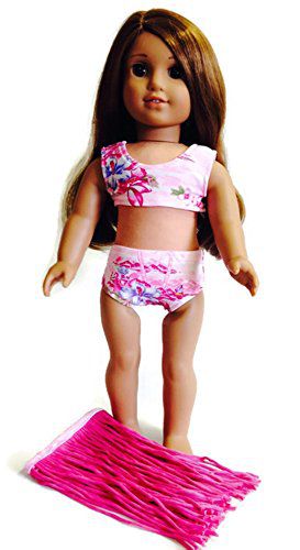3 pc Pink Hawaiian Hula Swimsuit Set fits 18 inch American Girl Doll Clothes