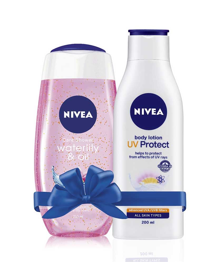 Nivea Combo of 250 ml Water Lily and Oil Shower Gel, 200 ml UV Protect