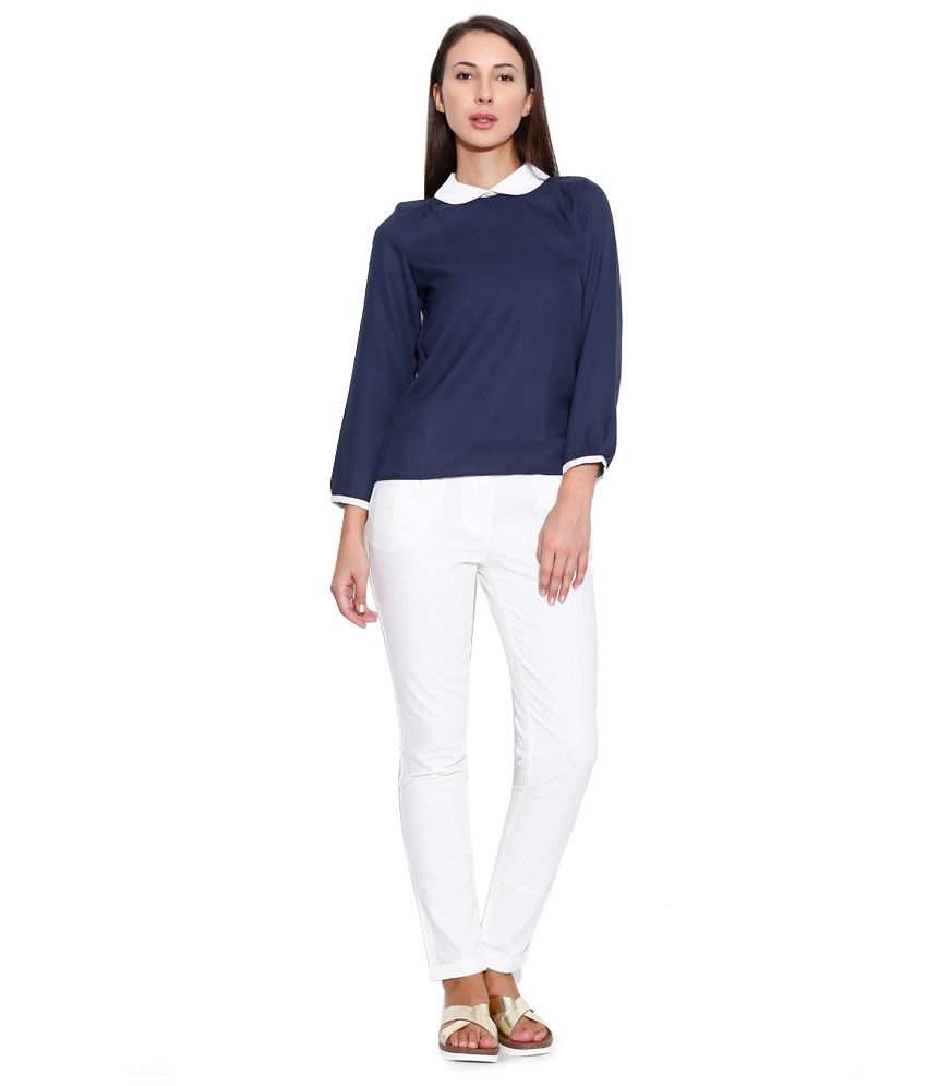 Oshea Navy Peter Pan Collar Top - Buy Oshea Navy Peter Pan Collar Top ...