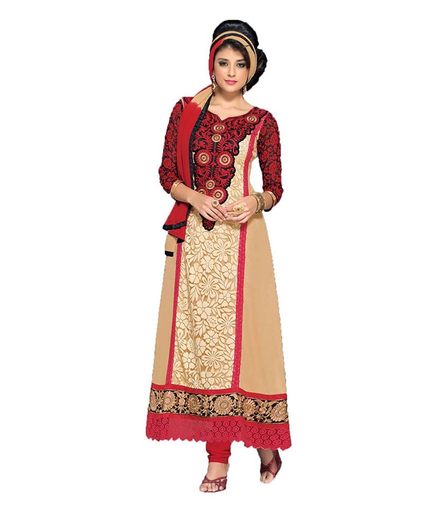 Indian Wear Online Multi Color Faux Semi Stitched Dress