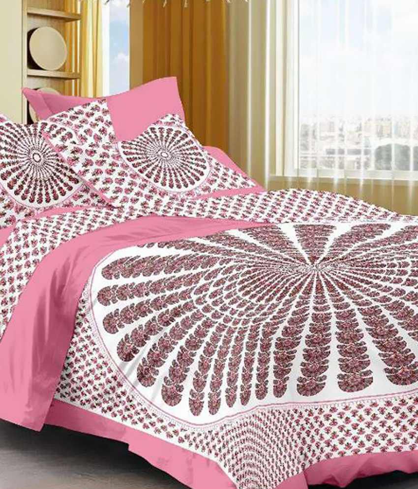     			UniqChoice 100% Cotton Rajasthani Traditional Printed Cotton 1 Double Bed Sheet 2 Pillow Cover