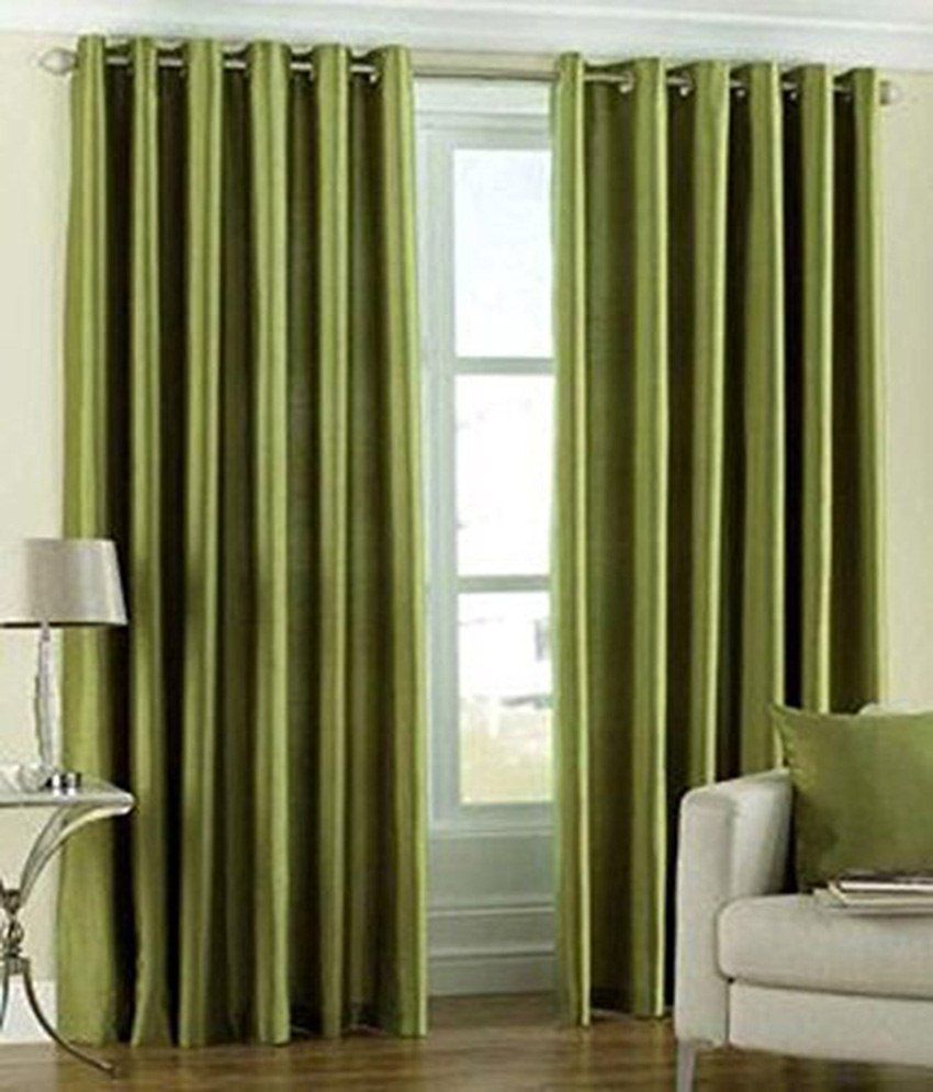     			Tanishka Fabs Solid Semi-Transparent Eyelet Curtain 7 ft ( Pack of 1 ) - Green