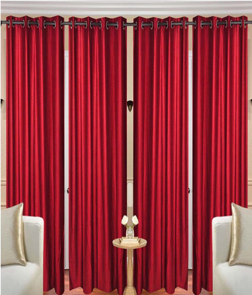     			Tanishka Fabs Solid Semi-Transparent Eyelet Curtain 7 ft ( Pack of 4 ) - Multi Color