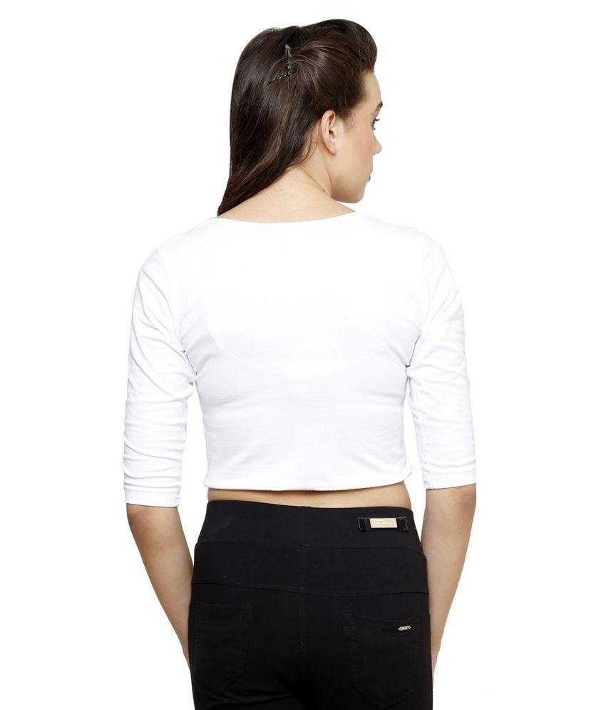 Finesse White Cotton Crop Top - Buy Finesse White Cotton Crop Top Online at Best Prices in India 