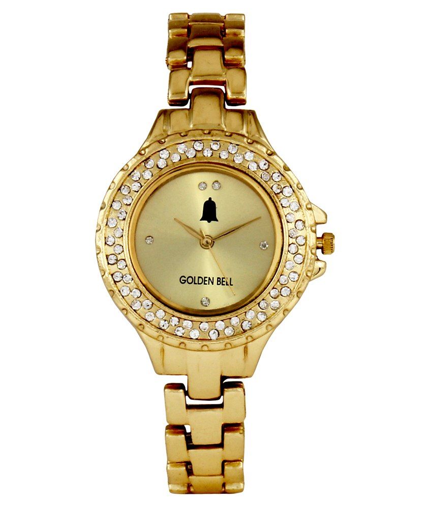 golden watch with bracelet