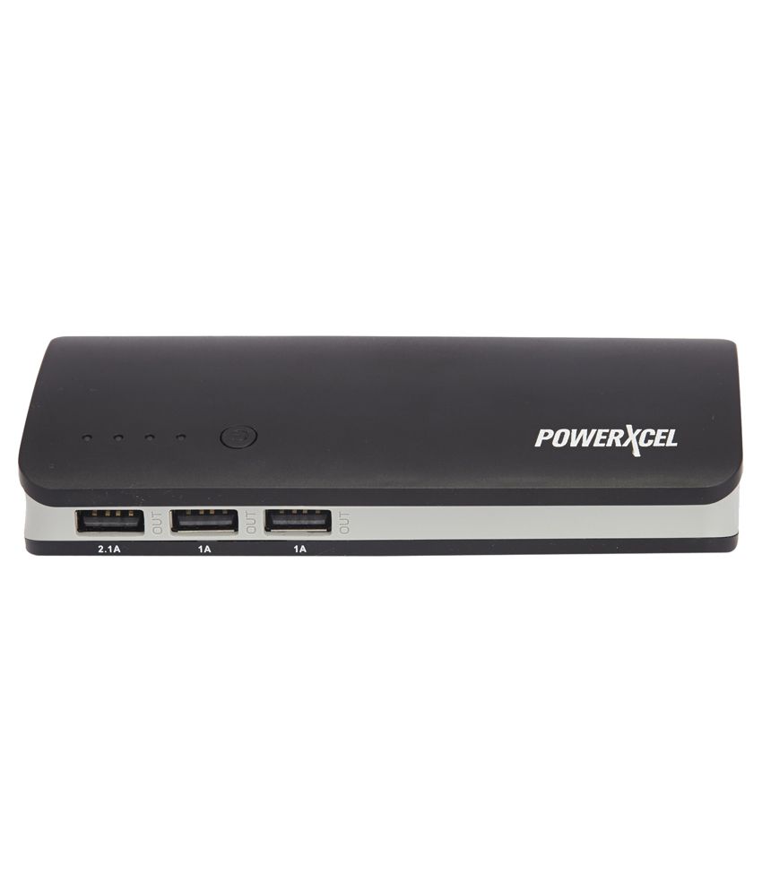 Powerxcel 13000 Mah Power Bank with    3 USB Outputs - Black