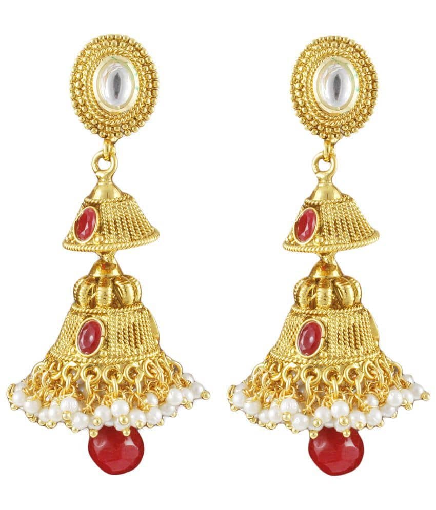 Karatcart 22 Kt Gold Plated Coloured Bead Jhumki Earrings Buy