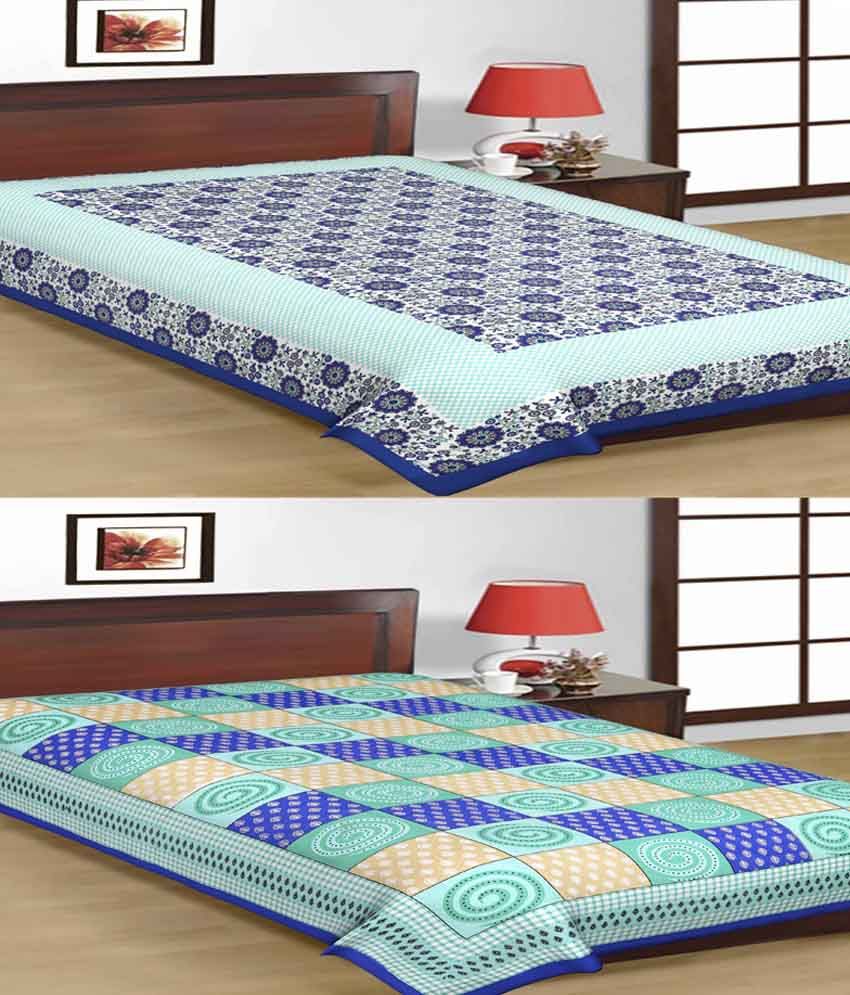     			UniqChoice 100% Cotton Jaipuri Traditional Printed 2 Single BedSheet