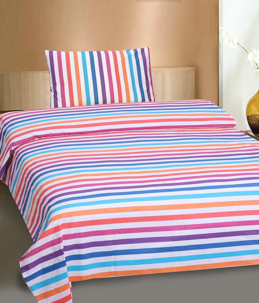     			Divine Casa Multicolor Cotton Single Bedsheet with 1 Pillow Cover