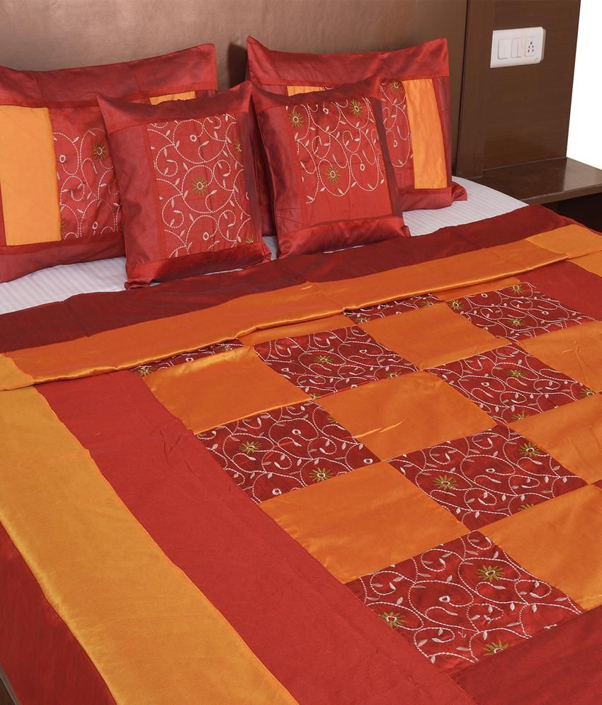 Rajasthani Sarees Multicolour Silk Bed Cover Buy Rajasthani Sarees
