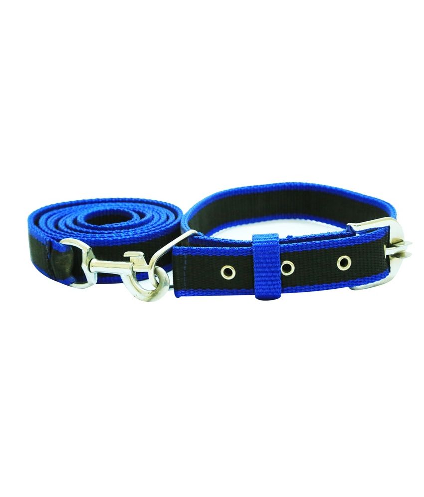 Doggy Style Nylon Blue and Black Strap Leash with Collar 115 cm: Buy ...