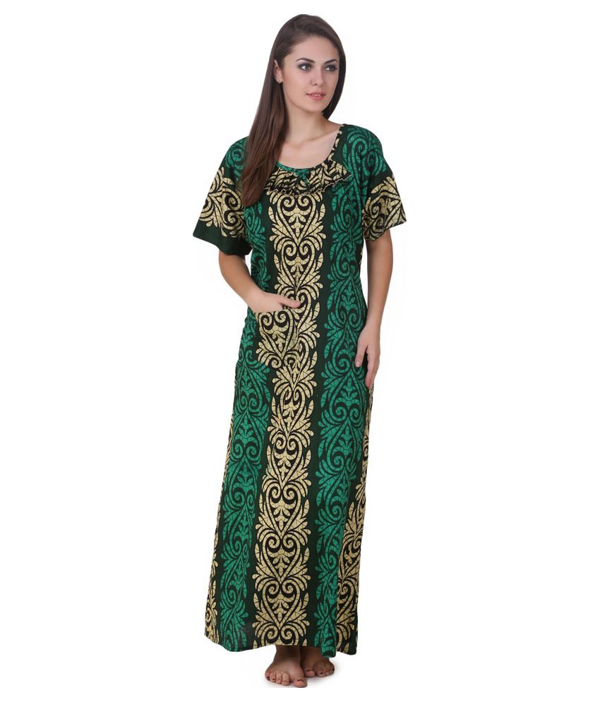 Buy Masha Green Cotton Nighty Online at Best Prices in India - Snapdeal