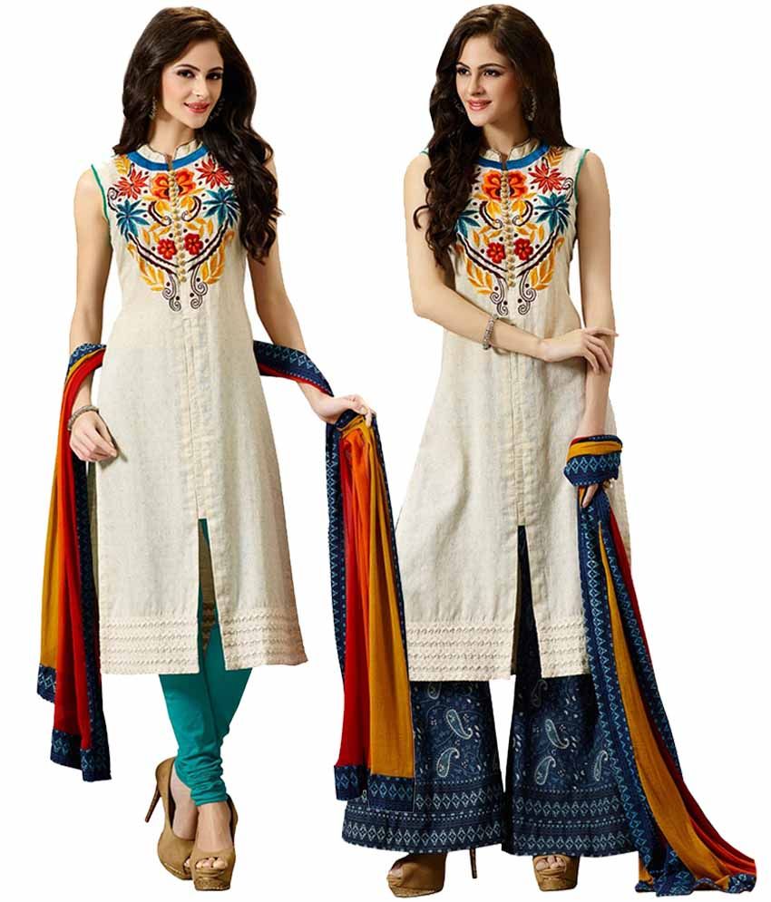 Payal White Cotton Stitched Suit - Buy Payal White Cotton Stitched Suit ...