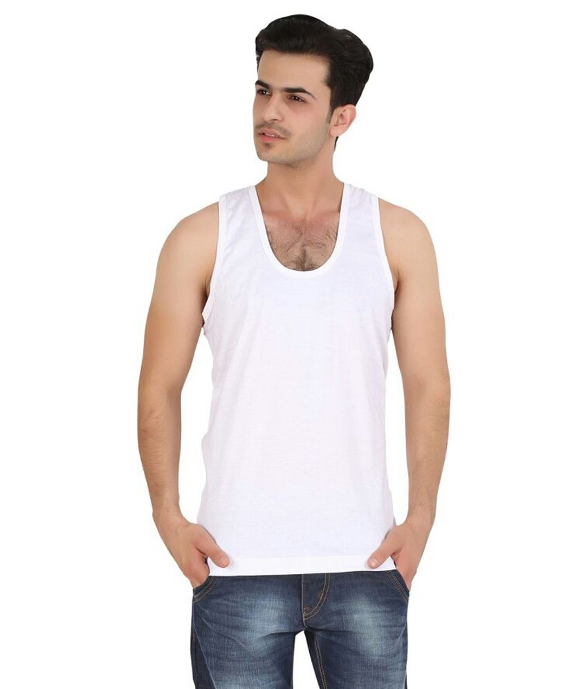 Kothari White Cotton Vest - Set of 5