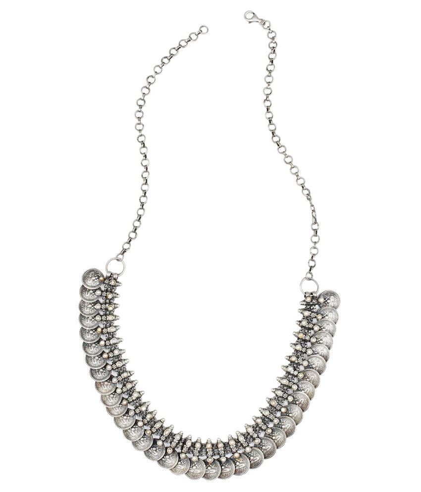 Jewels Of Jaipur Silver Antique Necklace - Buy Jewels Of Jaipur Silver ...