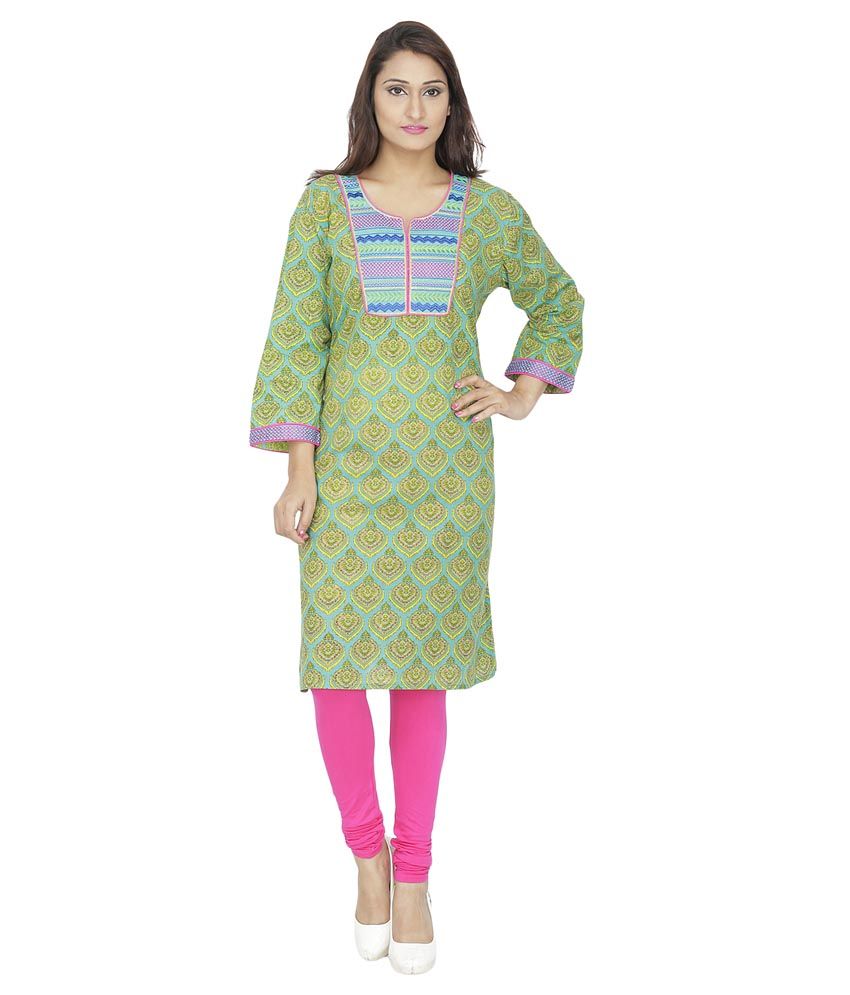 The Cleavage Green Cotton Kurti - Buy The Cleavage Green Cotton Kurti ...