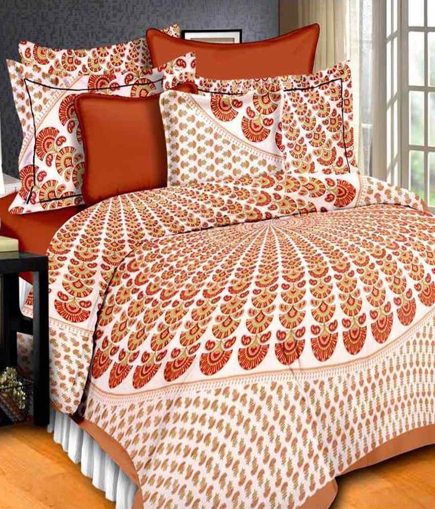     			UniqChoice Cotton Jaipuri King Size Double Bed Sheet With 2 Pillow Cover
