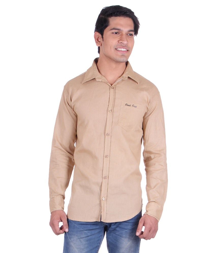 men's beige casual shirt