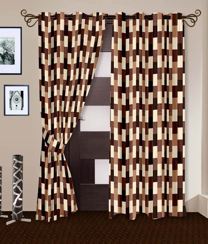 StoryHome Set of 4 Door Eyelet Curtains Checks Brown Buy StoryHome
