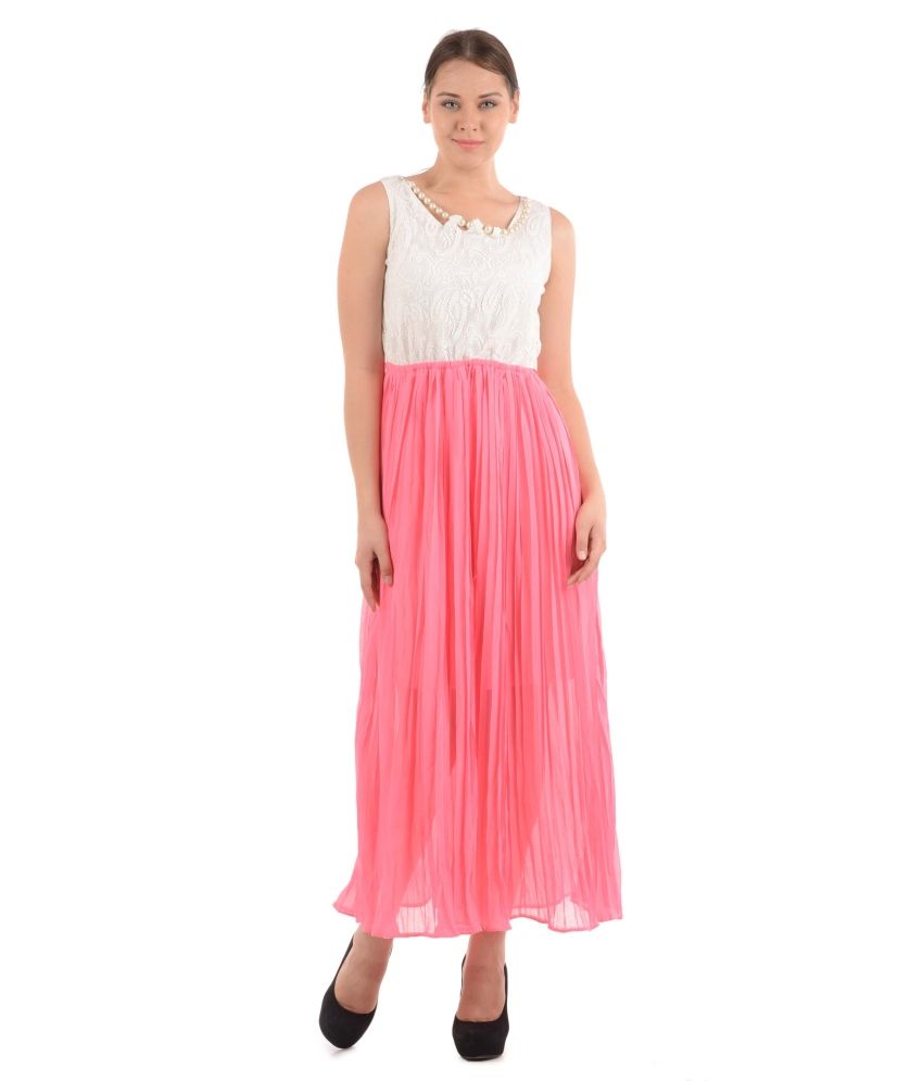 pink net maxi dress