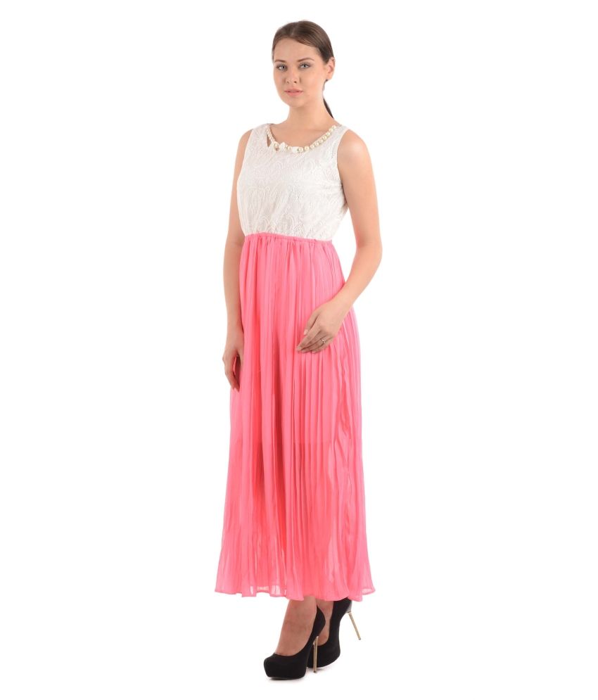 pink net maxi dress
