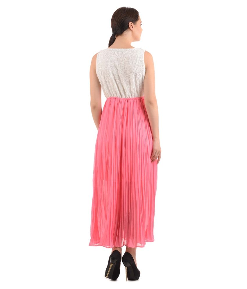 pink net maxi dress