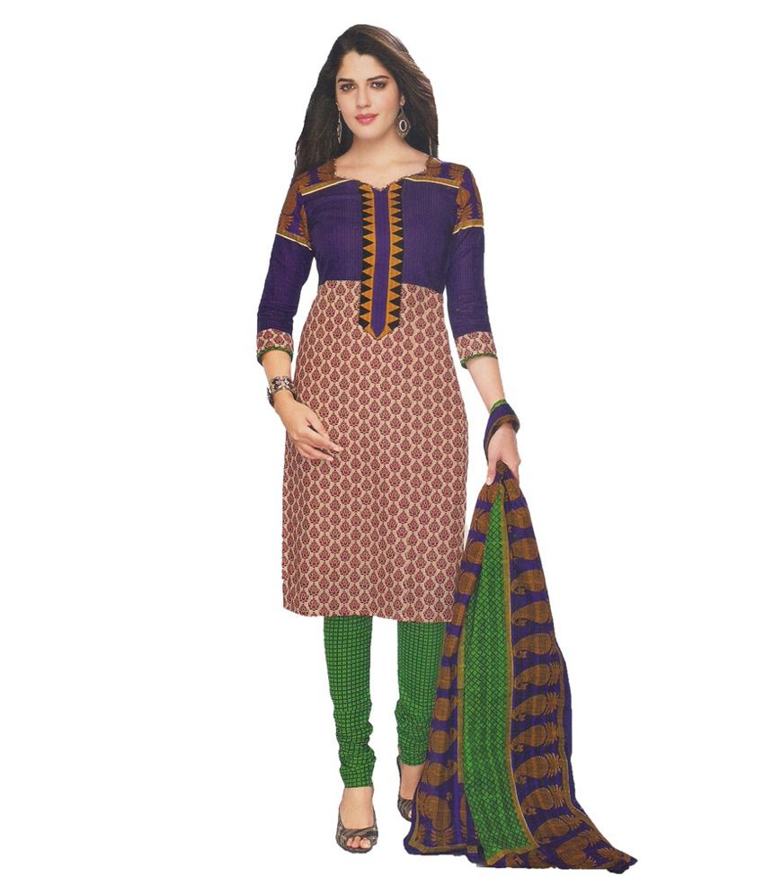 Party Wear Dresses Multi Cotton Unstitched Dress Material - Buy Party ...