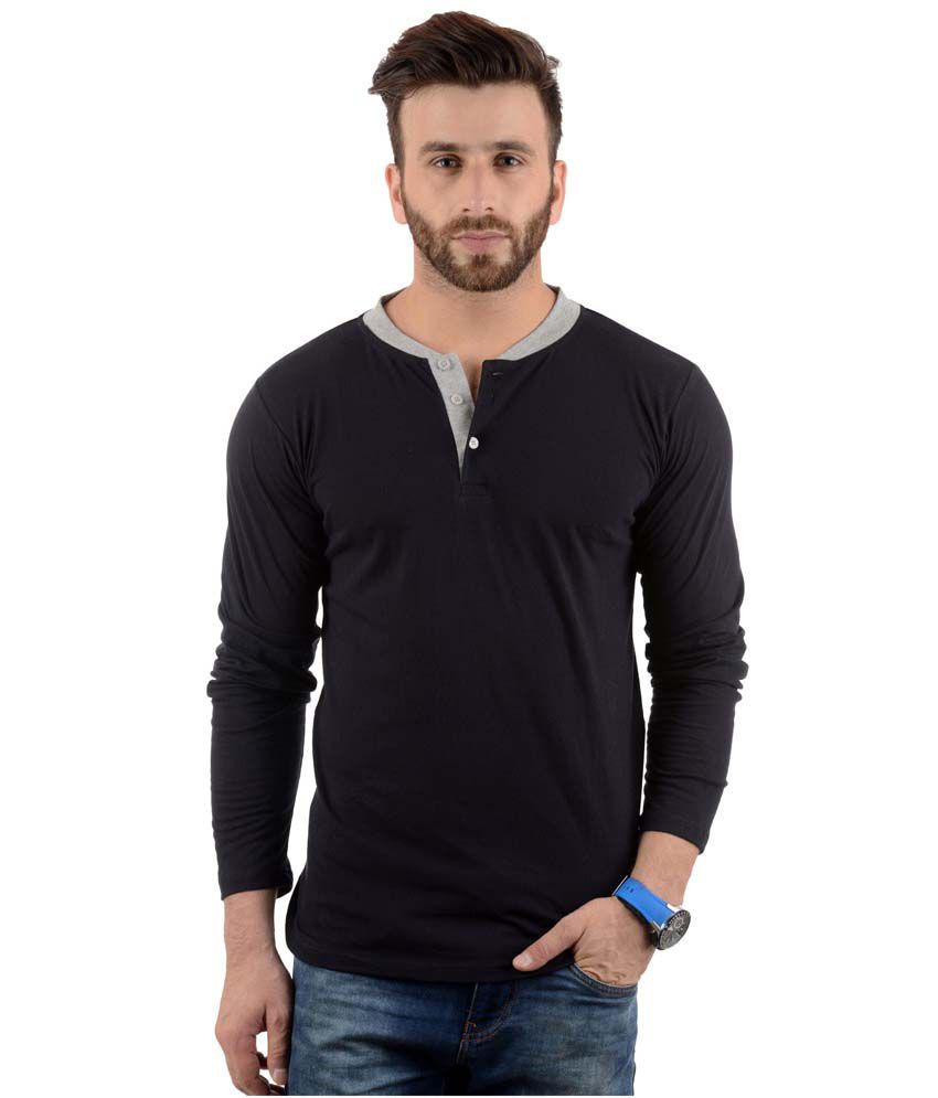 Radbofin Navy Cotton Henley Full Sleeves Men'S T-Shirt - Buy Radbofin ...