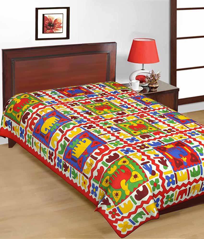     			UniqChoice 100% Red Cotton Jaipuri Traditonal Single Bed Sheet