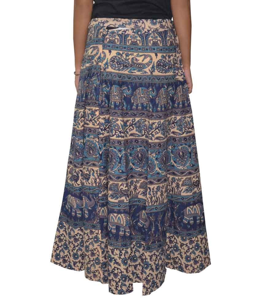 Buy Haridra Blue Cotton Maxi Skirt Online at Best Prices in India ...