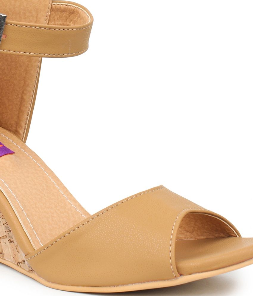 Fiorella Beige Wedge Sandals Price in India- Buy Fiorella Beige Wedge Sandals Online at Snapdeal