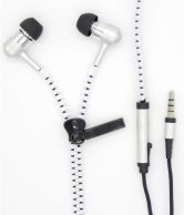 4D Zipper In Ear Wired Earphones With Mic White